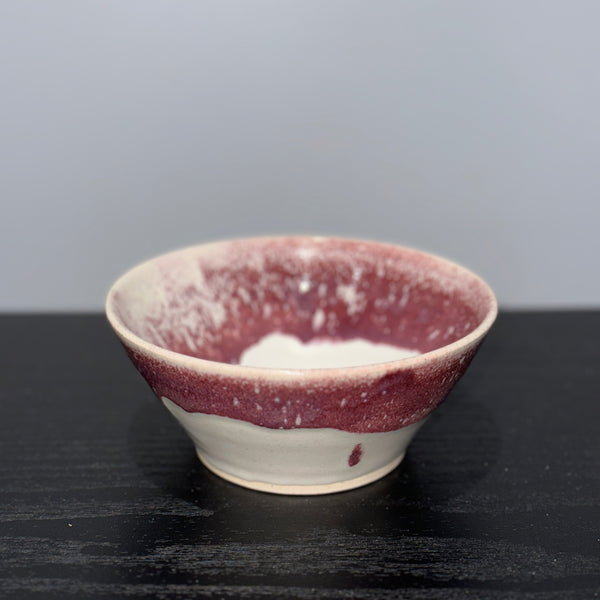 Raspberry and White Speckled Drip Bowl