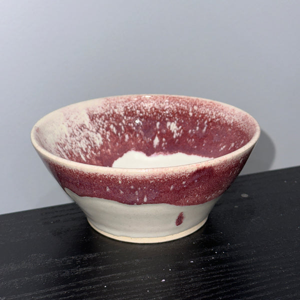 Raspberry and White Speckled Drip Bowl
