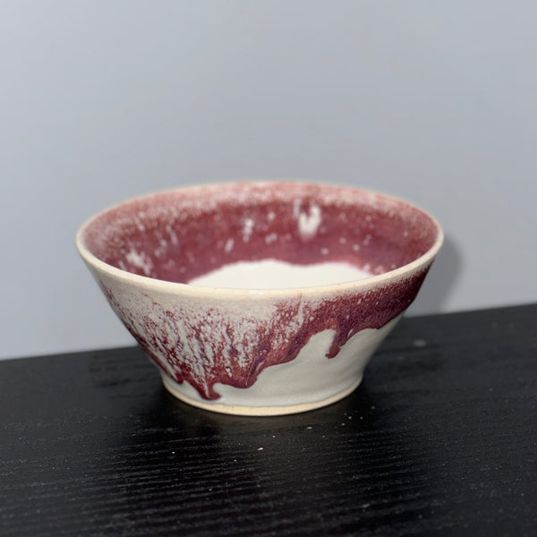 Raspberry and White Speckled Drip Bowl