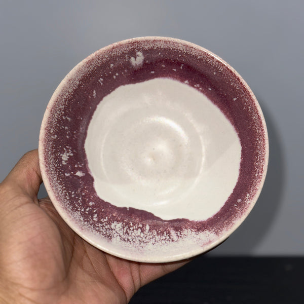 Raspberry and White Speckled Drip Bowl