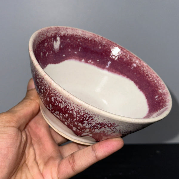 Raspberry and White Speckled Drip Bowl
