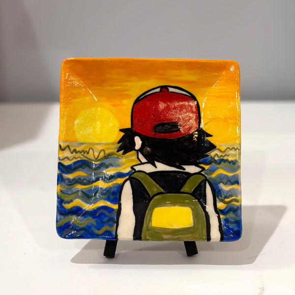 Small Square Ash Ketchum Sunset Plate