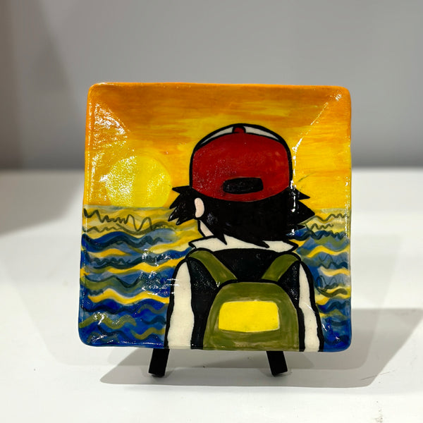 Small Square Ash Ketchum Sunset Plate