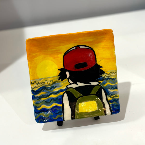 Small Square Ash Ketchum Sunset Plate