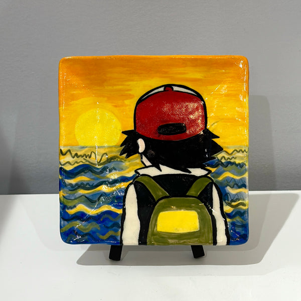 Small Square Ash Ketchum Sunset Plate