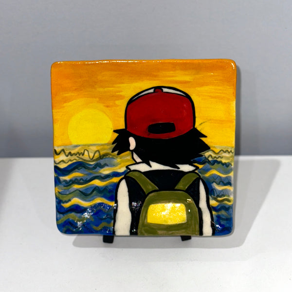 Small Square Ash Ketchum Sunset Plate