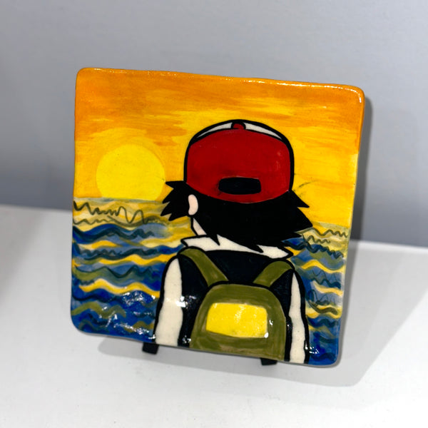 Small Square Ash Ketchum Sunset Plate