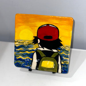 Small Square Ash Ketchum Sunset Plate