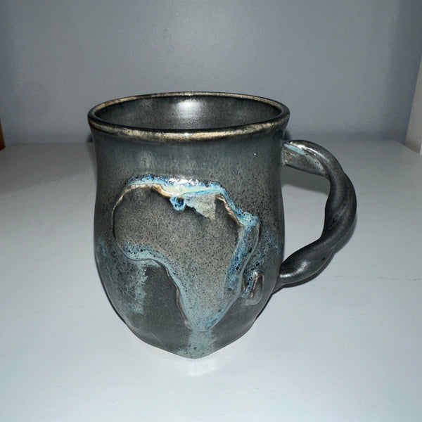 Black Raised Africa Mug w/ Twisted Handle