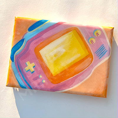 "Gameboy Advance" Small Original Canvas w/ Glitter Resin